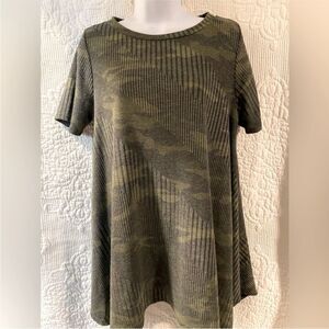 Anthropologie JODIFL Olive Camouflage Short Sleeve Top